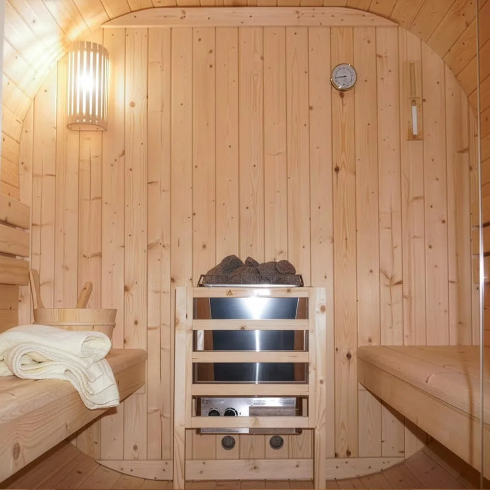 Sauna d'extérieur CUBE DELUXE L 220x185x194 cm épicéa poêle inclus sauna de jardin