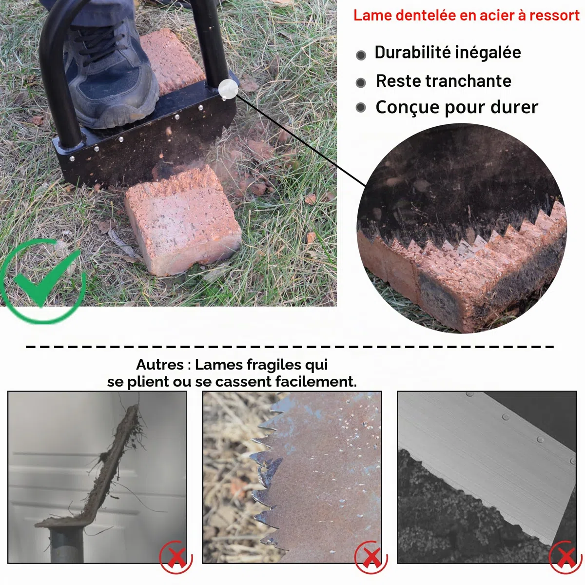 Coupe-Bordures Manuels 104 cm à Lame en Acier au Carbone Poignée Longue en Caoutchouc Plateforme Large Résistant à la Rouille Outil d'entretien de Jardin avec Lame en Acier Manganèse à Demi-Lune