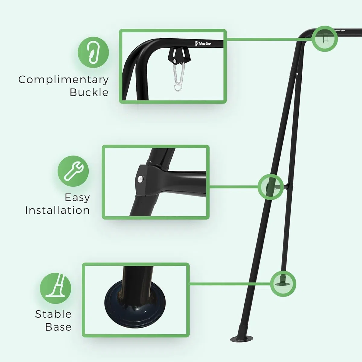 Support pour hamac - Charge maximale : 150 kg - pour extérieur ou intérieur - avec Support - Noir