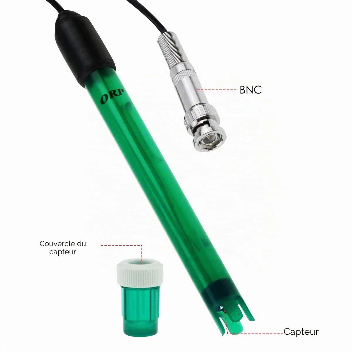 ORP Électrode Remplaçable BNC Prise Sonde pour ORP Testeur Mètre Manette 300cm Longue Câble Aquariums, Réservoirs, Étangs Mesure