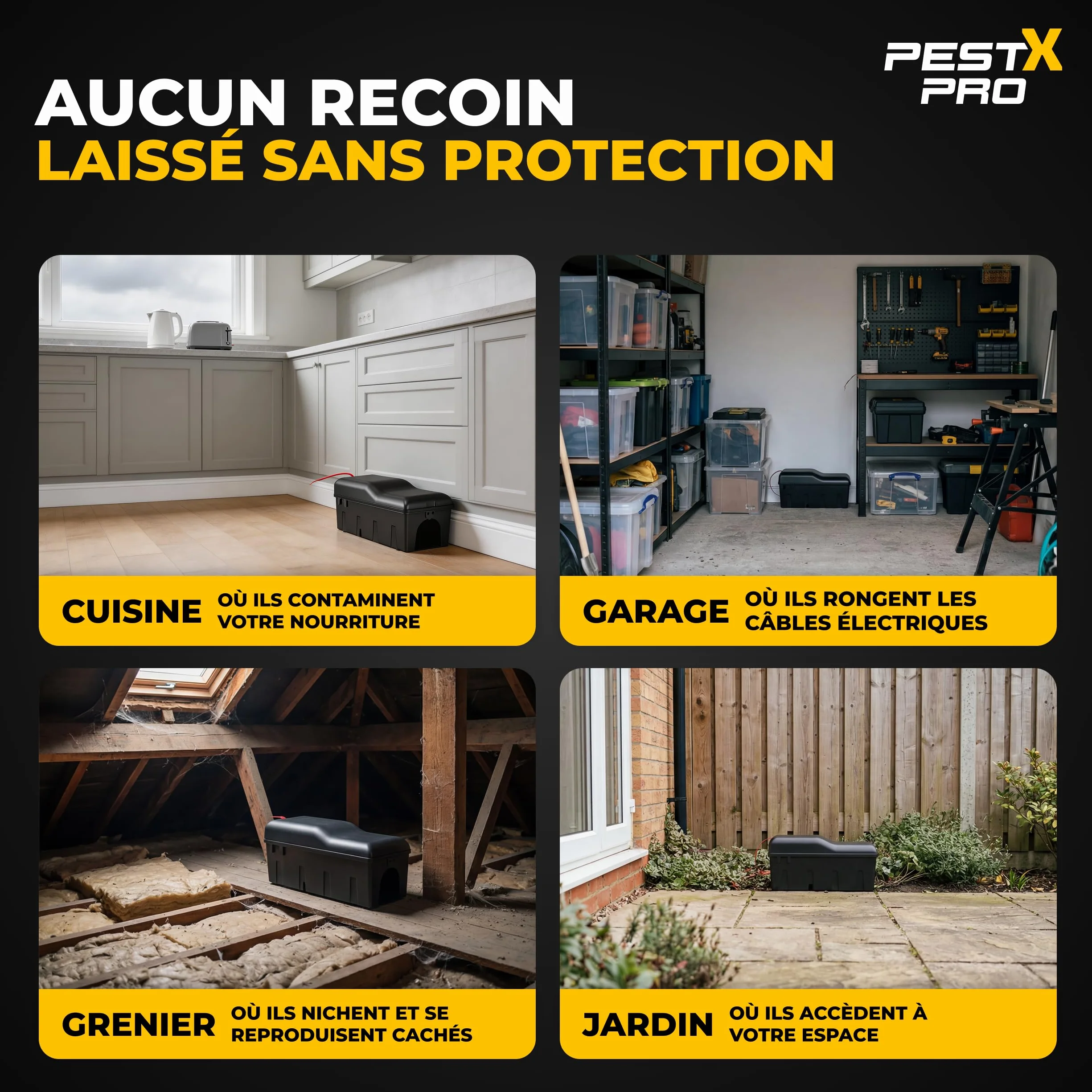 Pest X Pro Spectre Boîte à Piège à Rats Professionnelle Lot de 2 Sécurisée pour Enfants Animaux Station Robuste pour Rongeurs Réutilisable Facile à Installer Usage Intérieur Extérieur