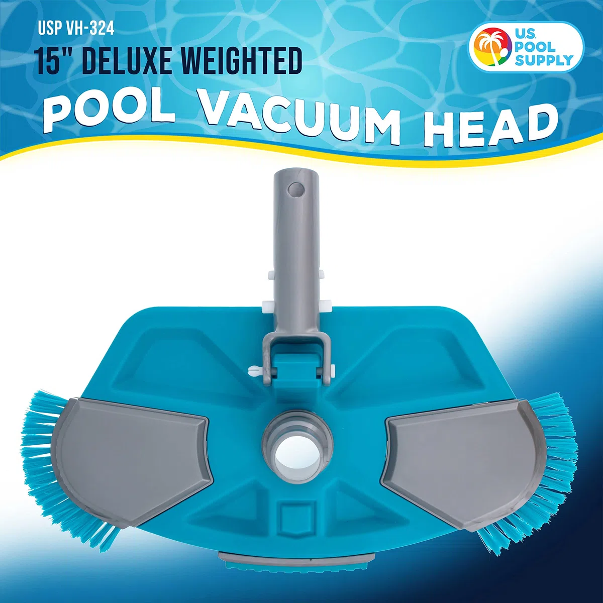 U.S. Pool Supply Tête d'aspirateur lestée de luxe avec brosses latérales, connexion pivotante, poignée à clip EZ – pour piscines hors sol et creusées – Revêtement en vinyle pour sol, mur, marche, coin
