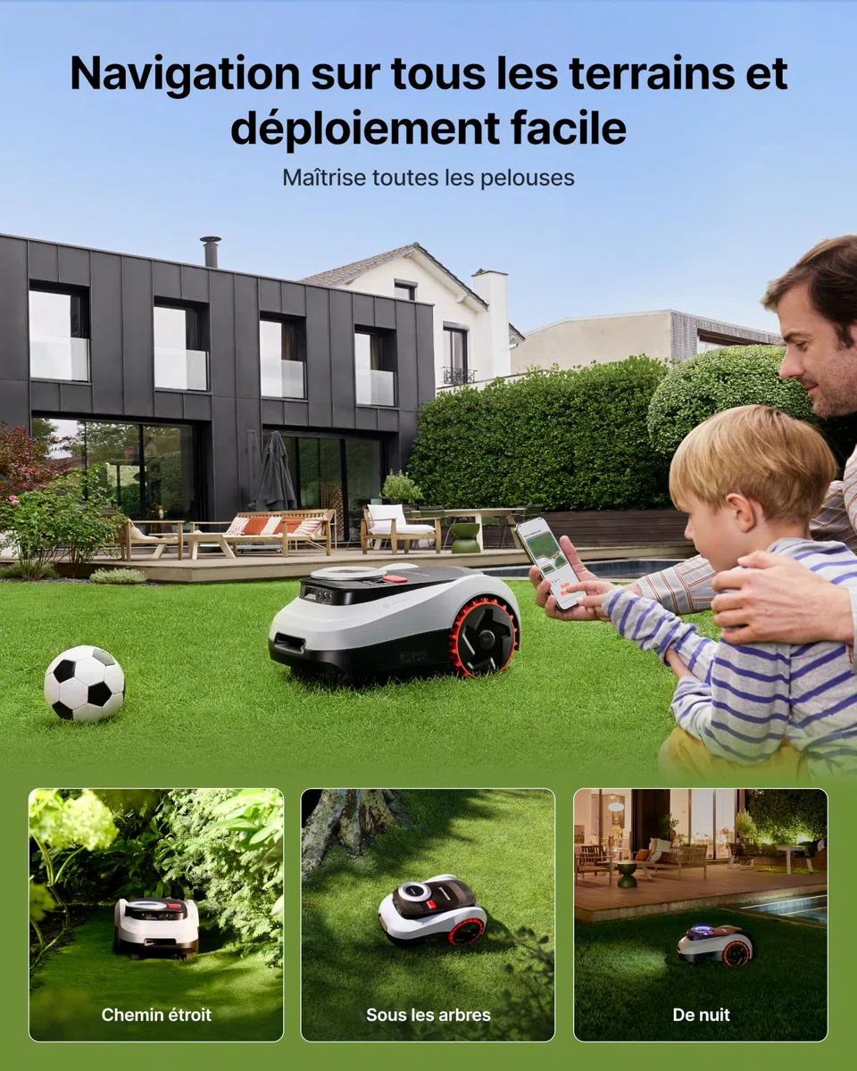 Segway Navimow i208 LiDAR Robot Tondeuse pour 800m² avec Garage M, pentes de 45%, LiDAR à Semi-conducteurs et Vision, cartographie Automatique, sans Fil, sans antenne, 4G intégré (expédié séparément)