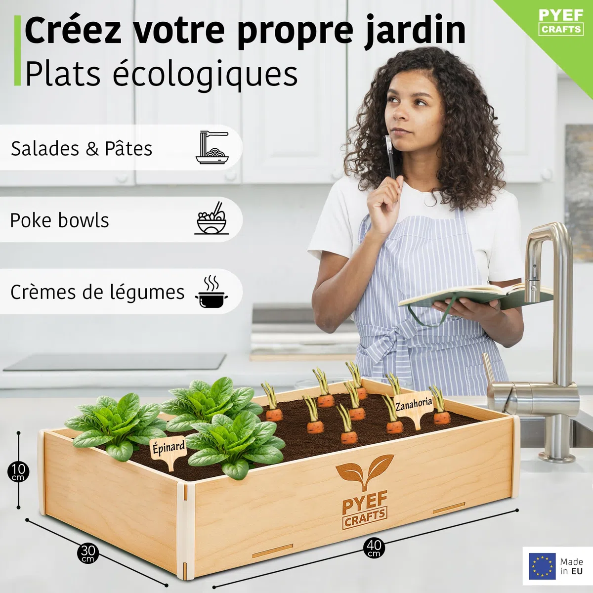 Kit Jardinage Potager Interieur XL Kit Indoor Prêt à Pousser - DIY Potager D'interieur pour Plante a Faire Pousser - Plantation Plantes D'intérieur