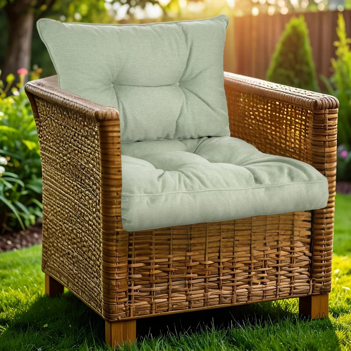 Coussins d'extérieur pour meubles de jardin 70x70 cm et dossier 70x40 cm imperméables rembourrage haut Pro+