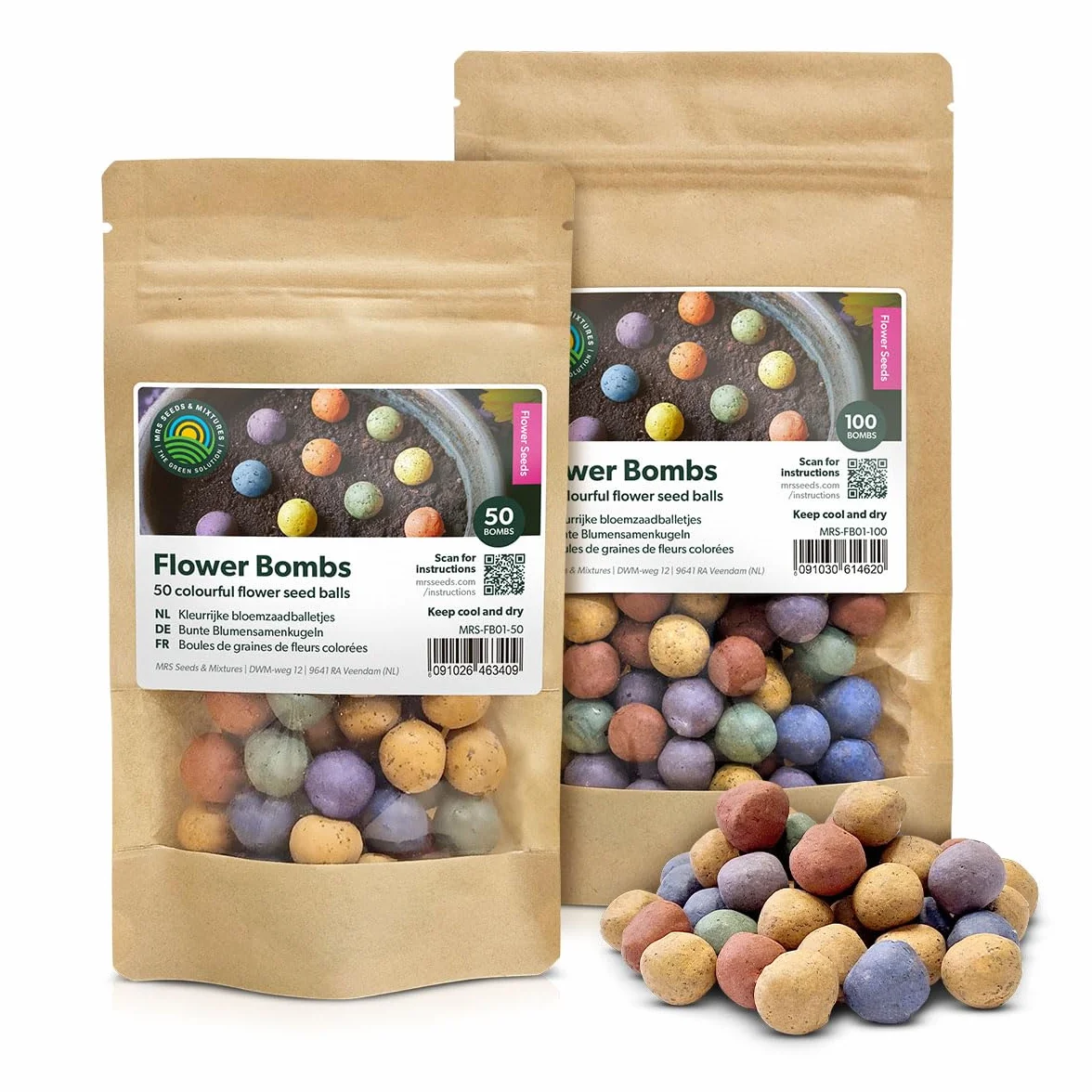 MRS Flower Bombs Originals 50x Bombes de graines biologiques fleurs sauvages