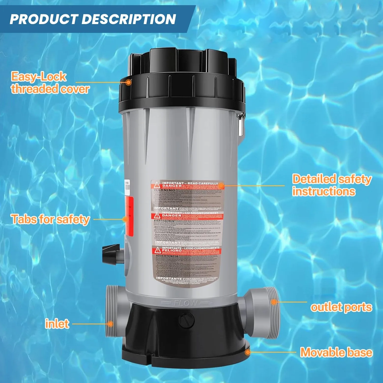 CL-200 Distributeur Automatique De Chlore Équipement De Désinfection De Piscine pour Piscine Spa Désinfection pour Une Eau Plus Claire