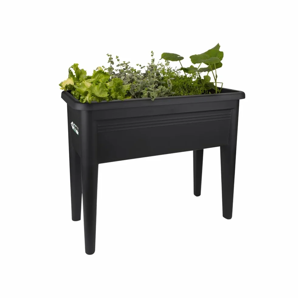 Elho Green Basics Table De Culture XXL 75 - Planteur pour Extérieur & Récolte - Ø 75.5 x H 65.1 cm - Living Noir