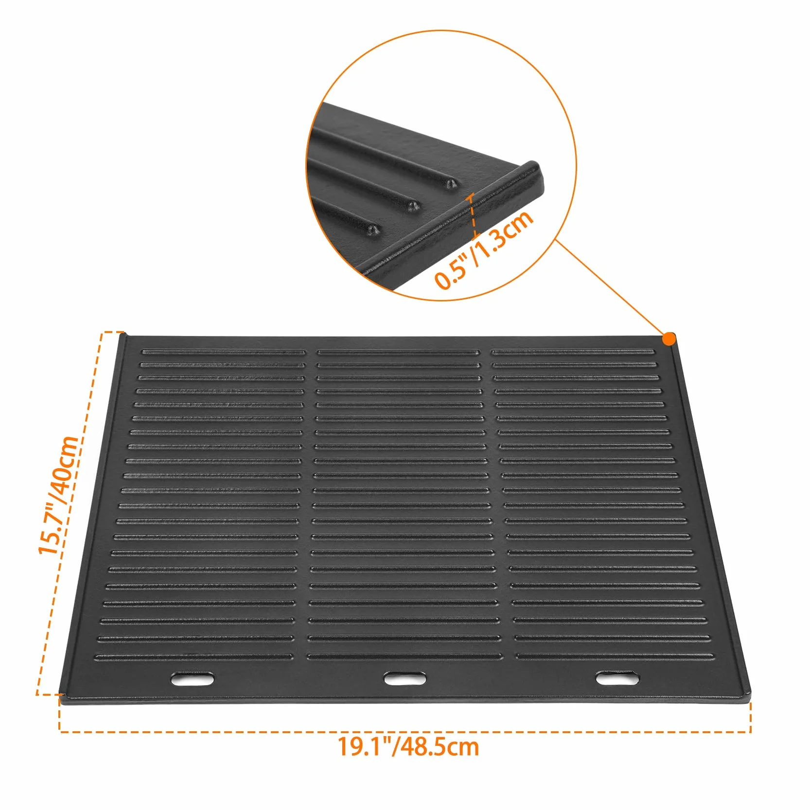 Onlyfire 48.5 x 40 cm Plaque de Cuisson Réversible en Fonte pour Barbecue à Gaz et Cuisinière à Gaz- Plaque Plancha Universelle en Fonte - Plaque à Griller pour BBQ - Plaque de Grill pour Barbecue