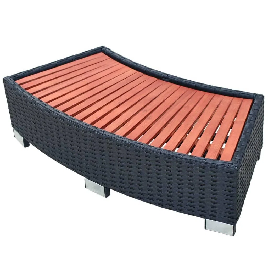 vidaXL Marche pour Spa de Jardin Noir Résine Tressée Cuve Thermale Extérieur