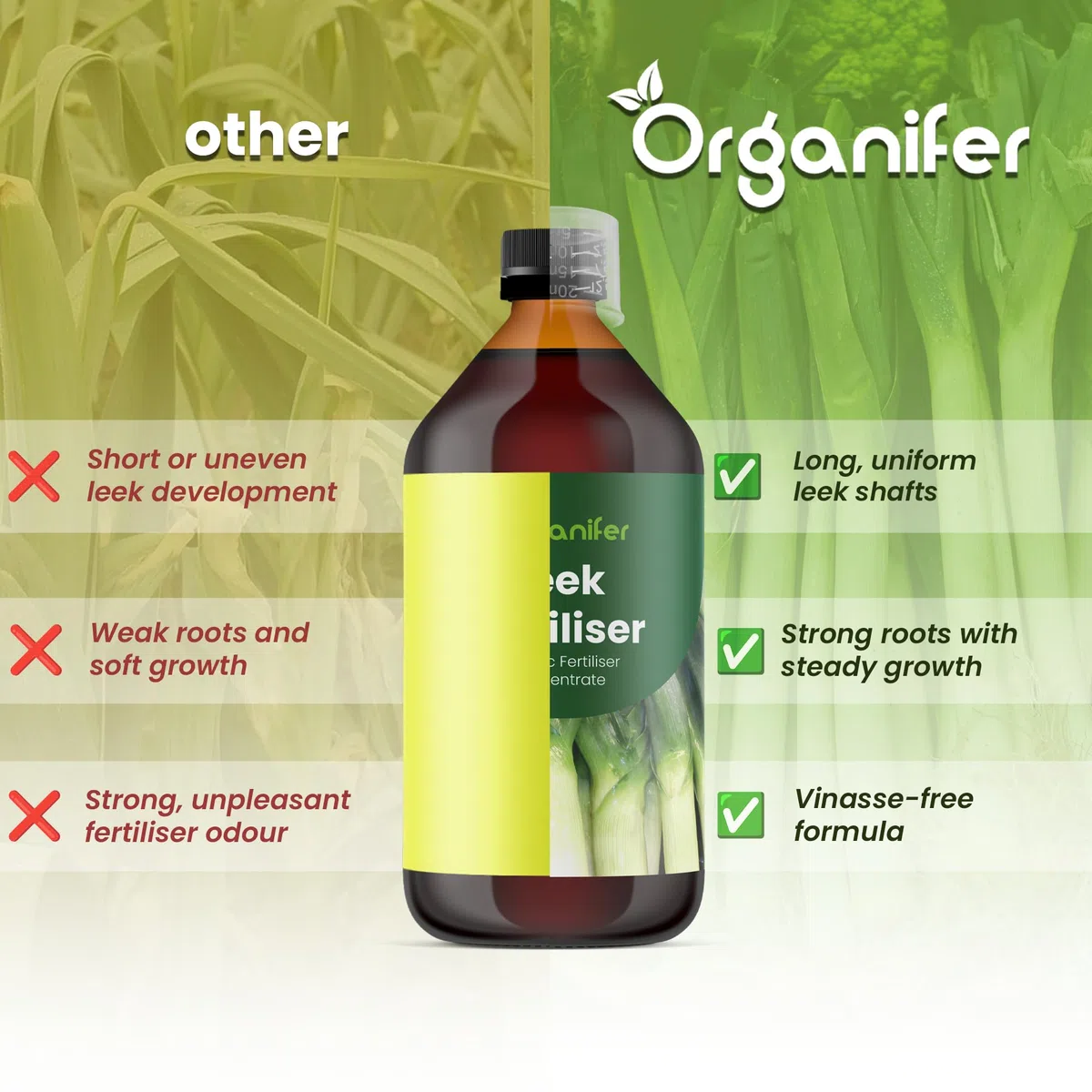 Engrais liquide organique 1L pour Poireau – croissance optimale et feuillage luxuriant – Organifer