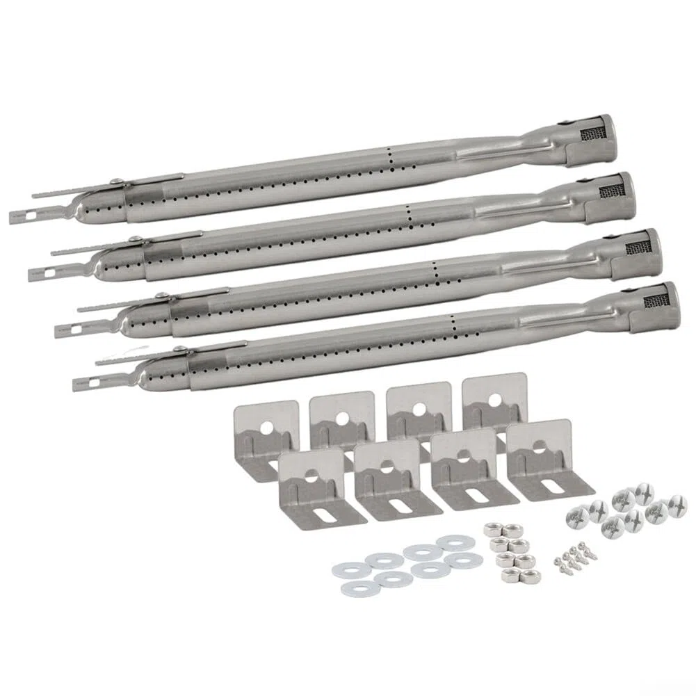 Lot de 4 brûleurs à gaz réglables en acier inoxydable de 35 à 42 cm pour barbecue avec trou de 11 mm