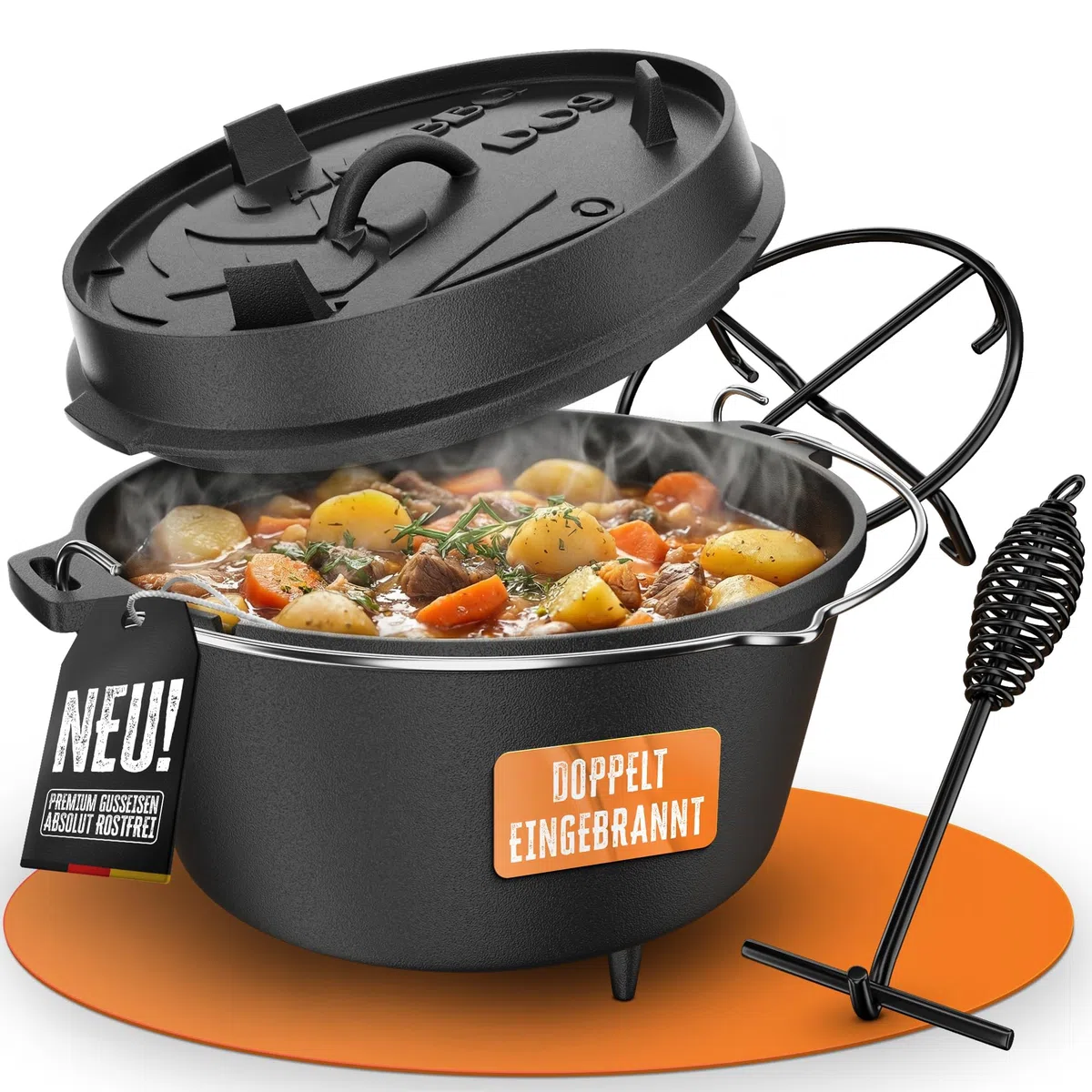 AMZBBQ Premium Dutch Oven (marmite avec pieds, 9 litres)