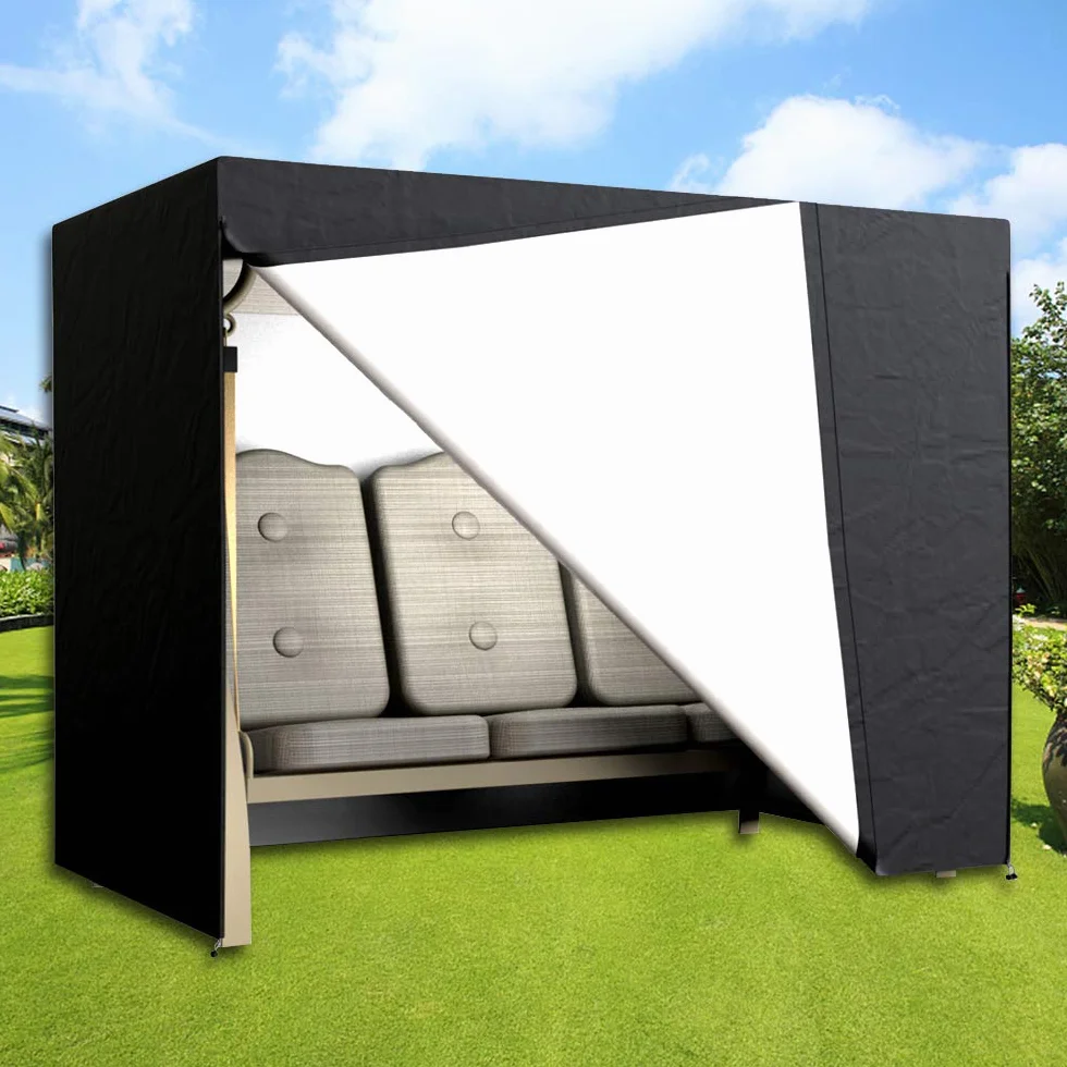 Housse de balançoire de jardin 3 places imperméable usage intensif, housse de hamac pour chaises de patio extérieur, coupe-vent anti-UV protection de mobilier toutes saisons