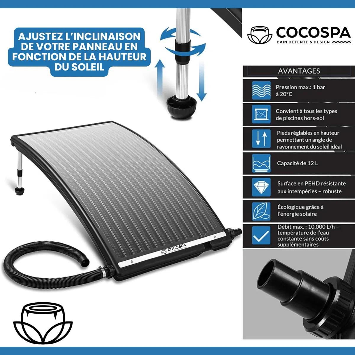 Panneau Solaire Chauffage pour Piscine Hors Sol Coco Spa