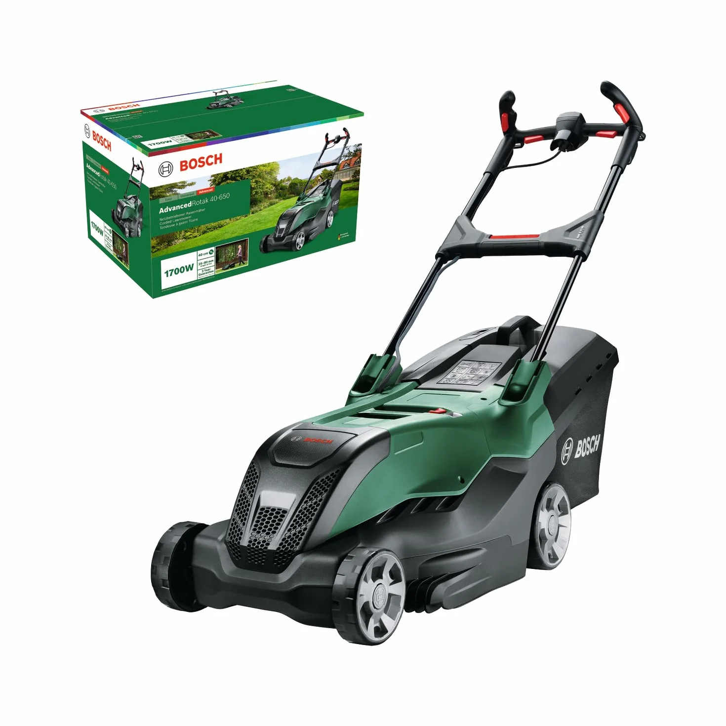 Bosch Tondeuse Filaire puissante AdvancedRotak 40-650 (pour tondre Votre pelouse ; Puissance du Moteur 1 700 W ; Largeur de Coupe : 40 cm)