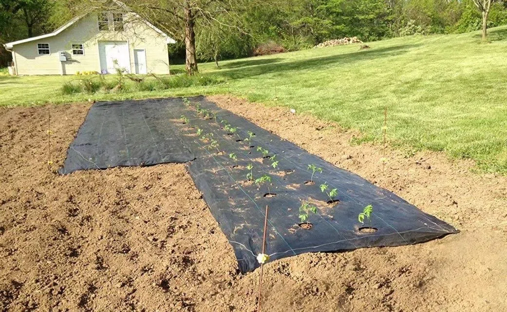 Lot de 2 barrières de Jardin en Tissu d'aménagement paysager avec Trous de Plantation - 0,9 x 3,9 m - Très résistantes - pour Le contrôle de l'érosion du Sol - Stabilisées aux UV (2 Pack)