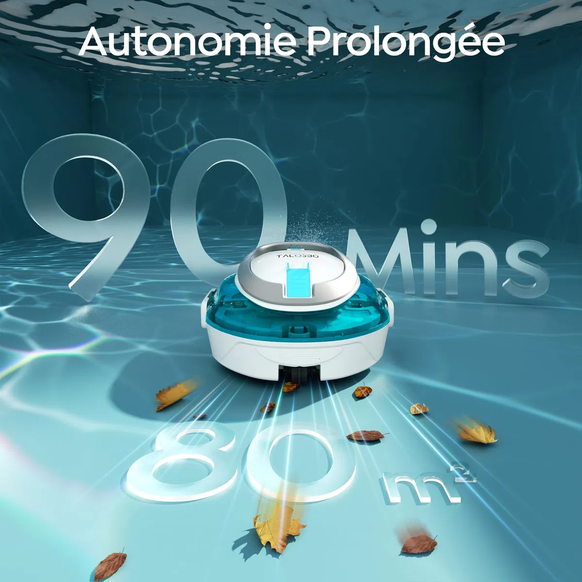 S2 Robot Piscine à Double Filtration, Nettoyeur de Piscine, Aspirateur Piscine sans Fil,Autonomie 90 Min