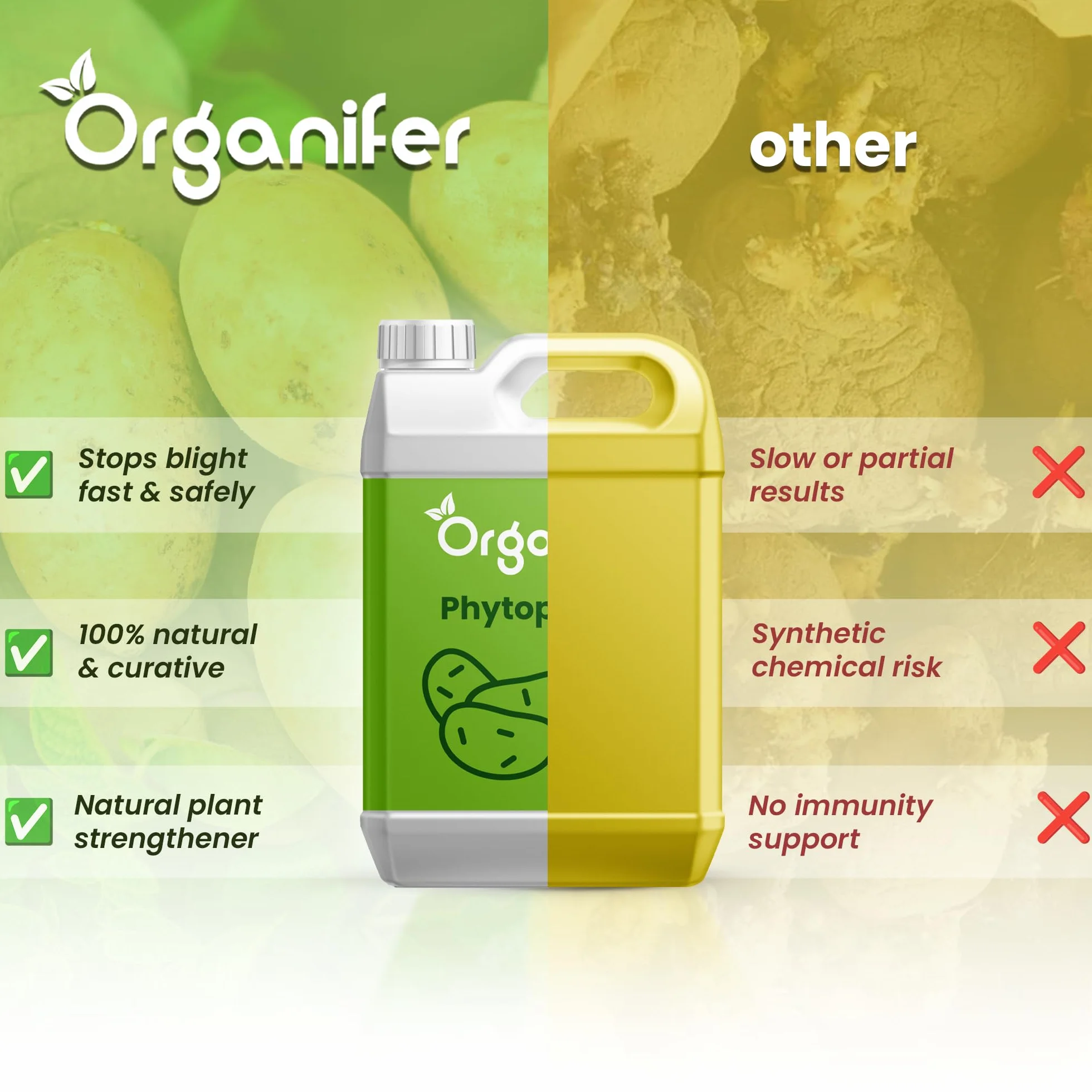 Concentré Phytophthora - 1000 Ml Pour 1000 M2 - Produit Pour Pommes De Terre Et Tomates - Entretien Des Plantes - Engrais Végétal - Organifer