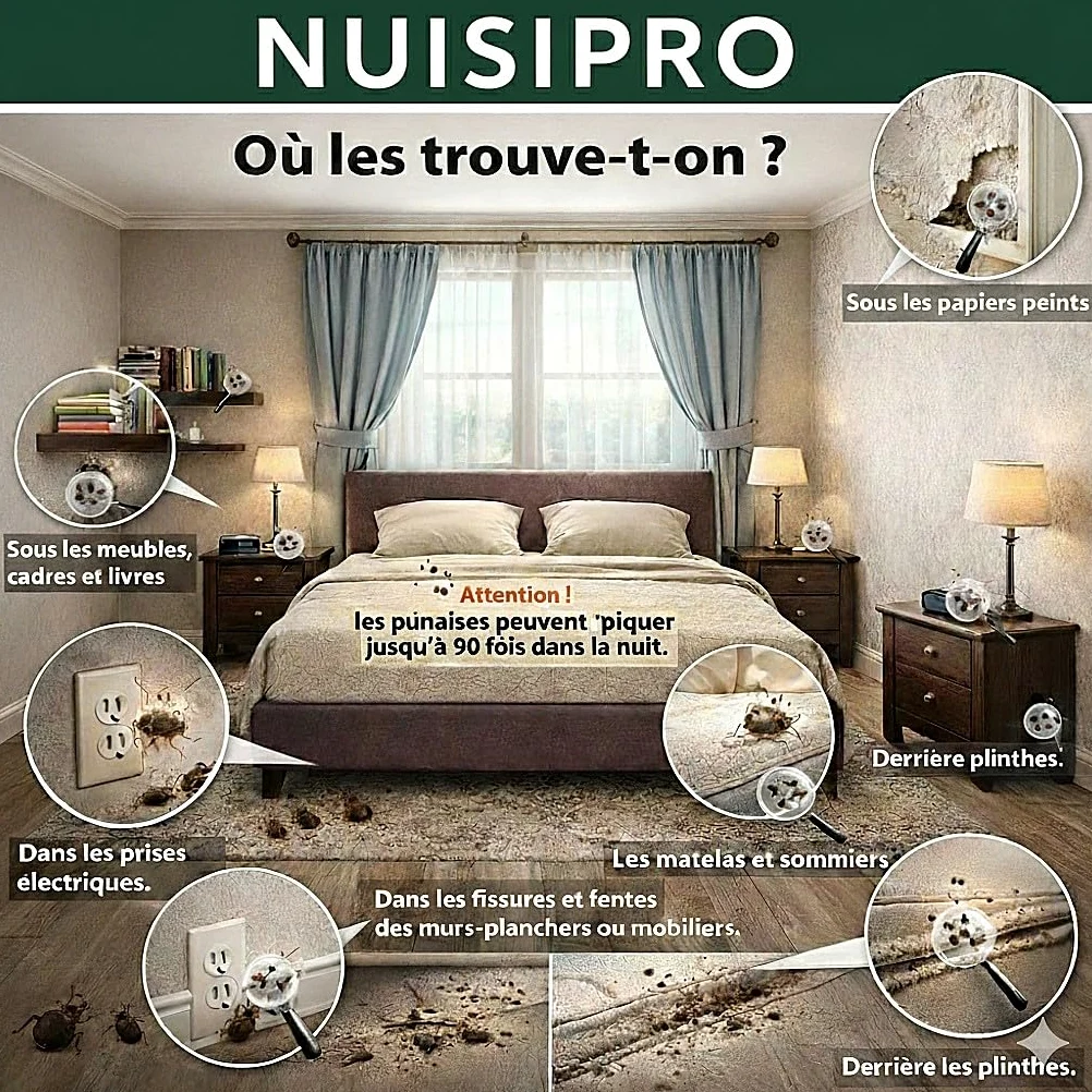 NUISIPRO - Fumigènes Anti Punaises de Lit & Puces - Effet Choc - Lot de 3 Diffuseurs - Insecticide
