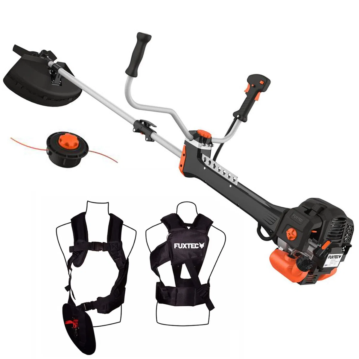 Fuxtec Débroussailleuse Thermique Professionnelle FX-PS152 52 cm3 3CV Système Anti Vibration - 2 en 1 Coupe-Bordure avec Tête de Coupe Double Fil et Lame 3 Dents Modèle Conçu pour Les Pros