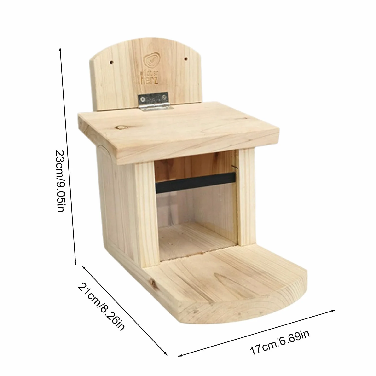 Mangeoire en bois pour écureuils 21 cm station d'alimentation extérieure coupe-vent avec fonction d'hydratation