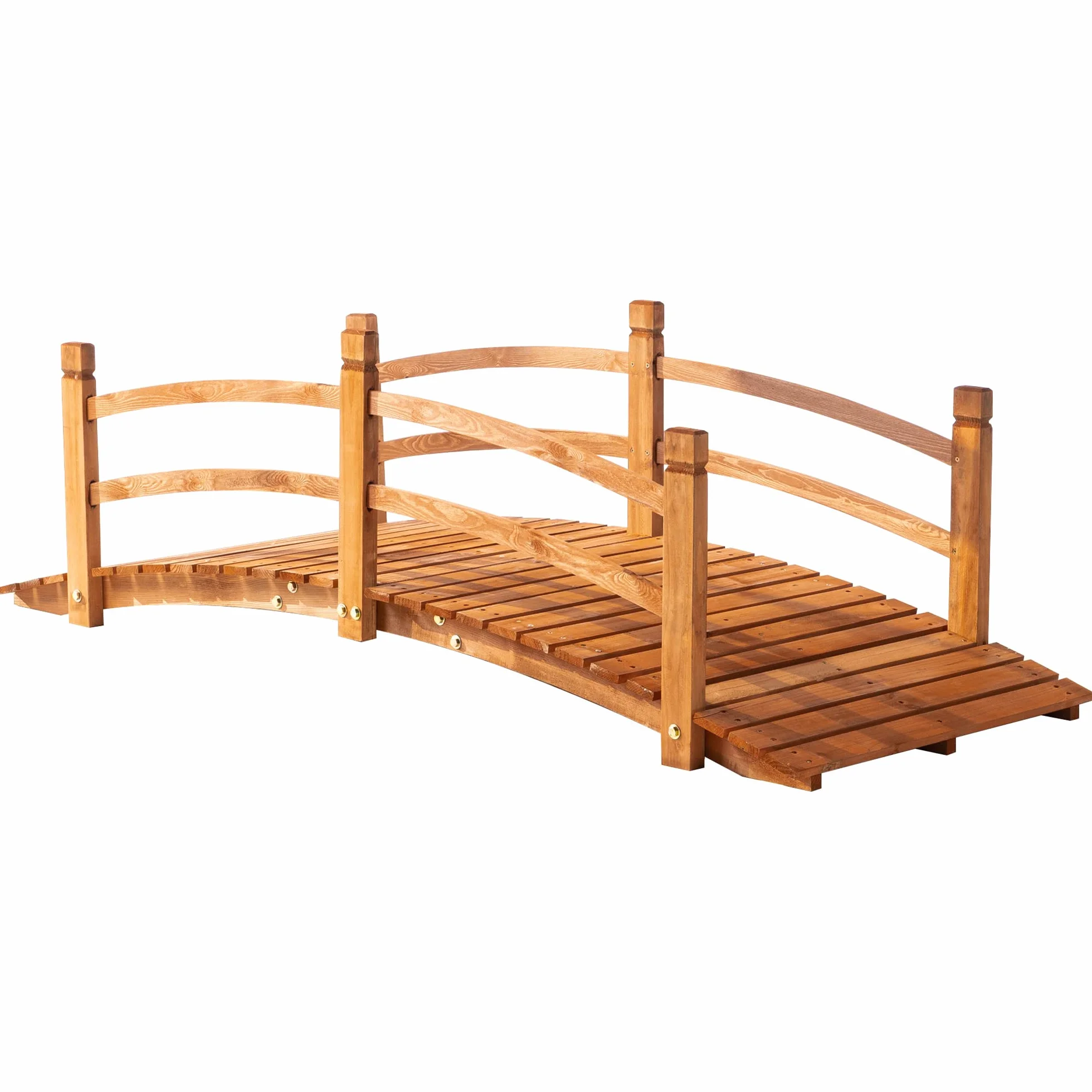 Outsunny Pont de Jardin en Bois Décoration du Jardin dim. 185L x 72l x 58H cm avec Balustrade - Bois de Sapin - Orange