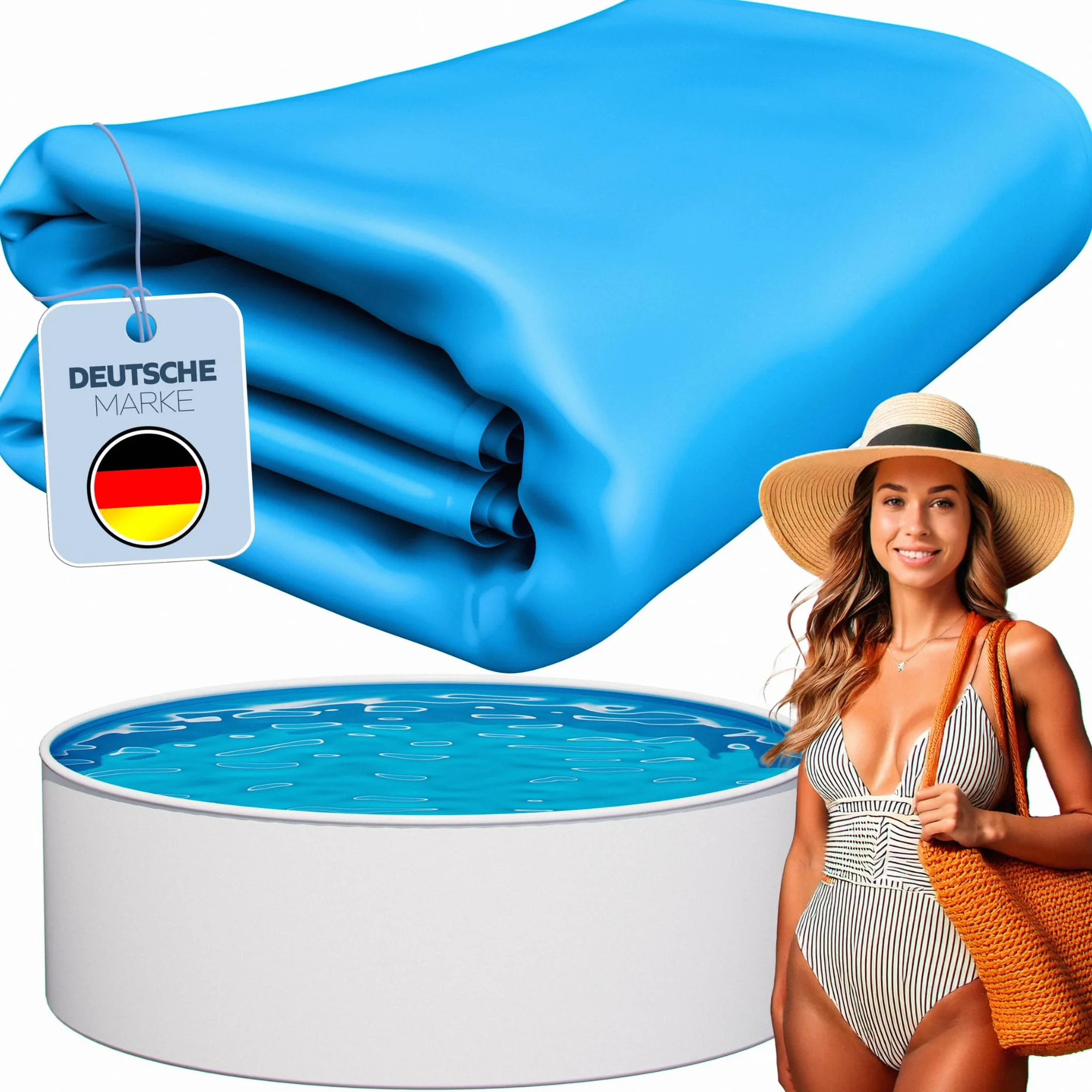 poolomio® Forme Ronde en PVC, Liner pour Piscine de Haute qualité résistant au Froid, Remplacement épaisseur 0,4 mm, adapté à parois en Acier de Ø 460 x 120 cm, Bleu