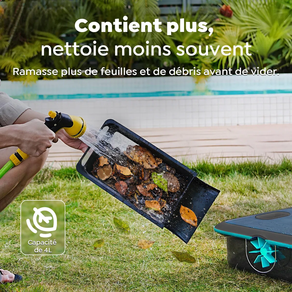 SK02 Robot Skimmer Solaire de Piscine, Robot Piscine sans Fil, Double Recharge, Sonde de Température, Contrôle App, Skimmer Piscine Hors Sol Automatique 24/7