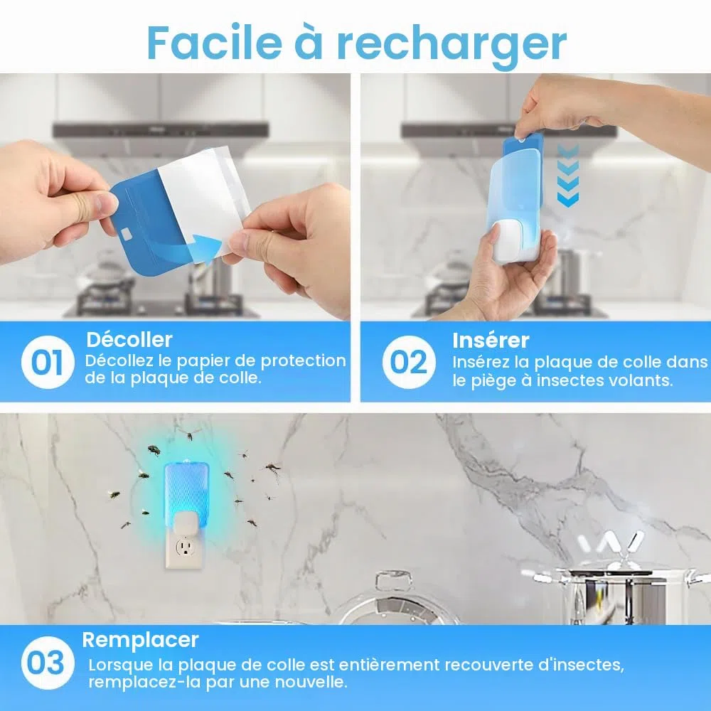 Lot de 15 cartouches de recharge compatibles avec piège à insectes volants Raid Essentials, cartouches de recharge extra adhésives pour piège à insectes volants pour une lutte efficace contre les