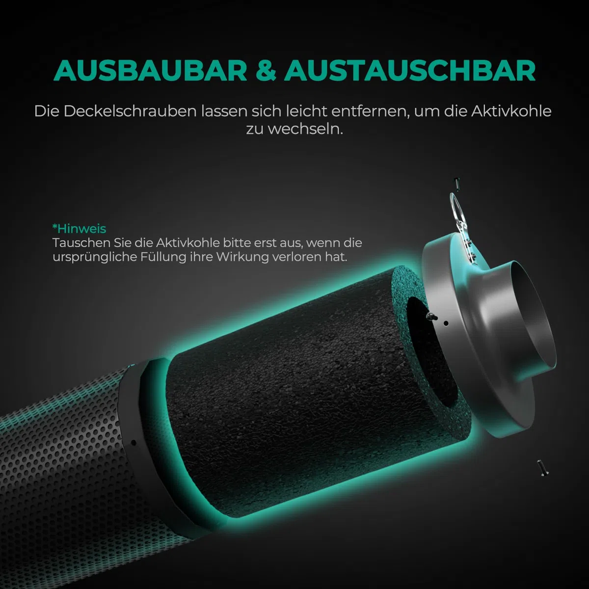 MARS HYDRO Filtre à charbon actif de 150 mm de 150 mm - Contrôle des odeurs avec charbon de bois vierge australien - Filtre à carbone pour ventilateur en ligne, tente de culture, préfiltre inclus