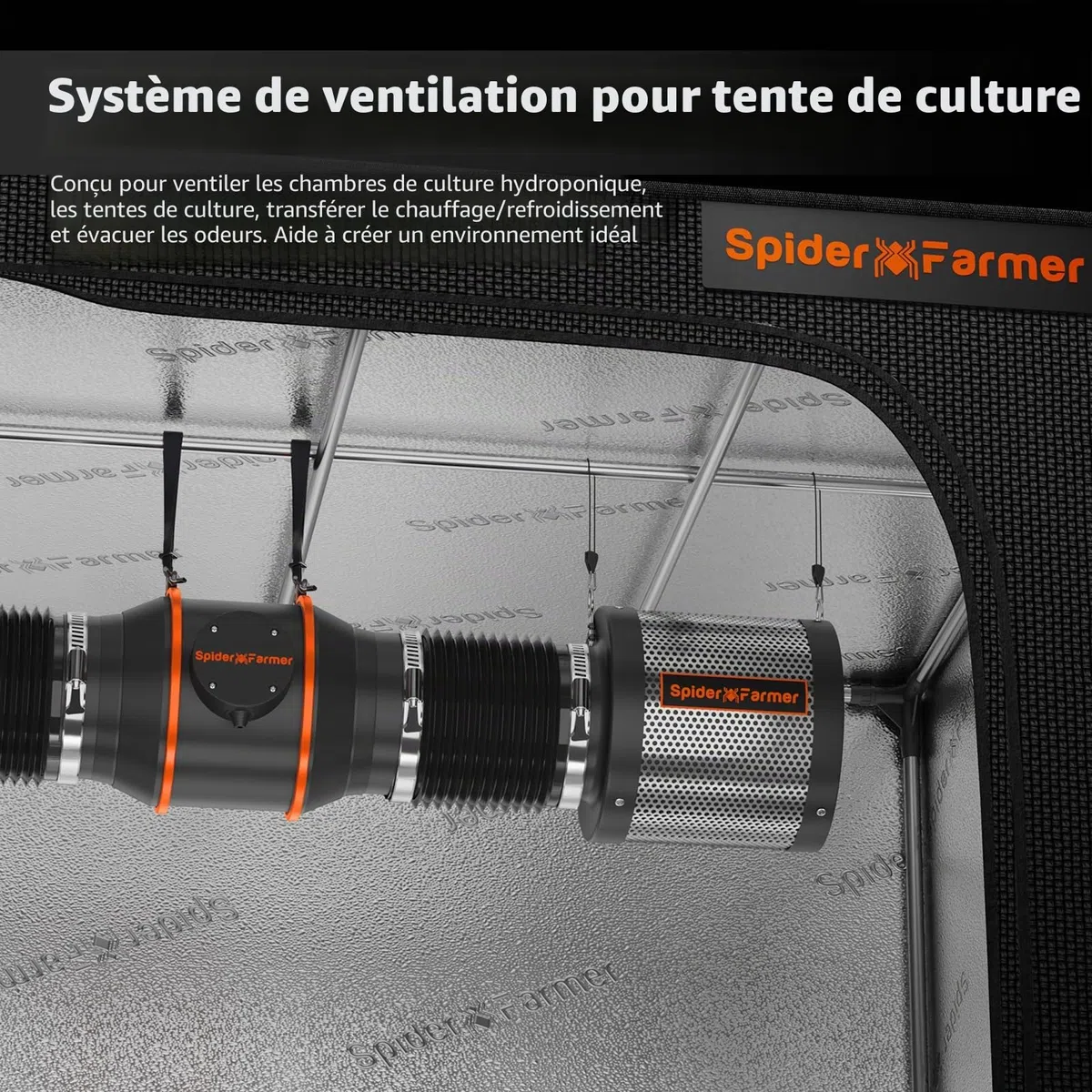 SPIDER FARMER 15,2cm Filtre à Charbon pour Tentes de Culture, Filtre à Air en Carbone avec Premium Australia Virgin Charcoal pour Tentes de Culture, Filtration de L'air, Hydroculture