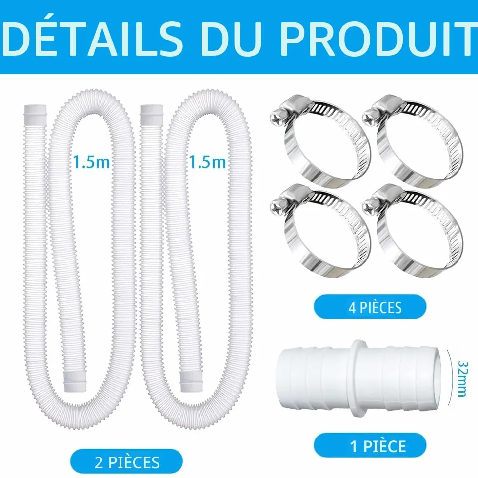 Tuyau piscine 32mm 150cm Intex 300 GPH 530 GPH 1000 GPH