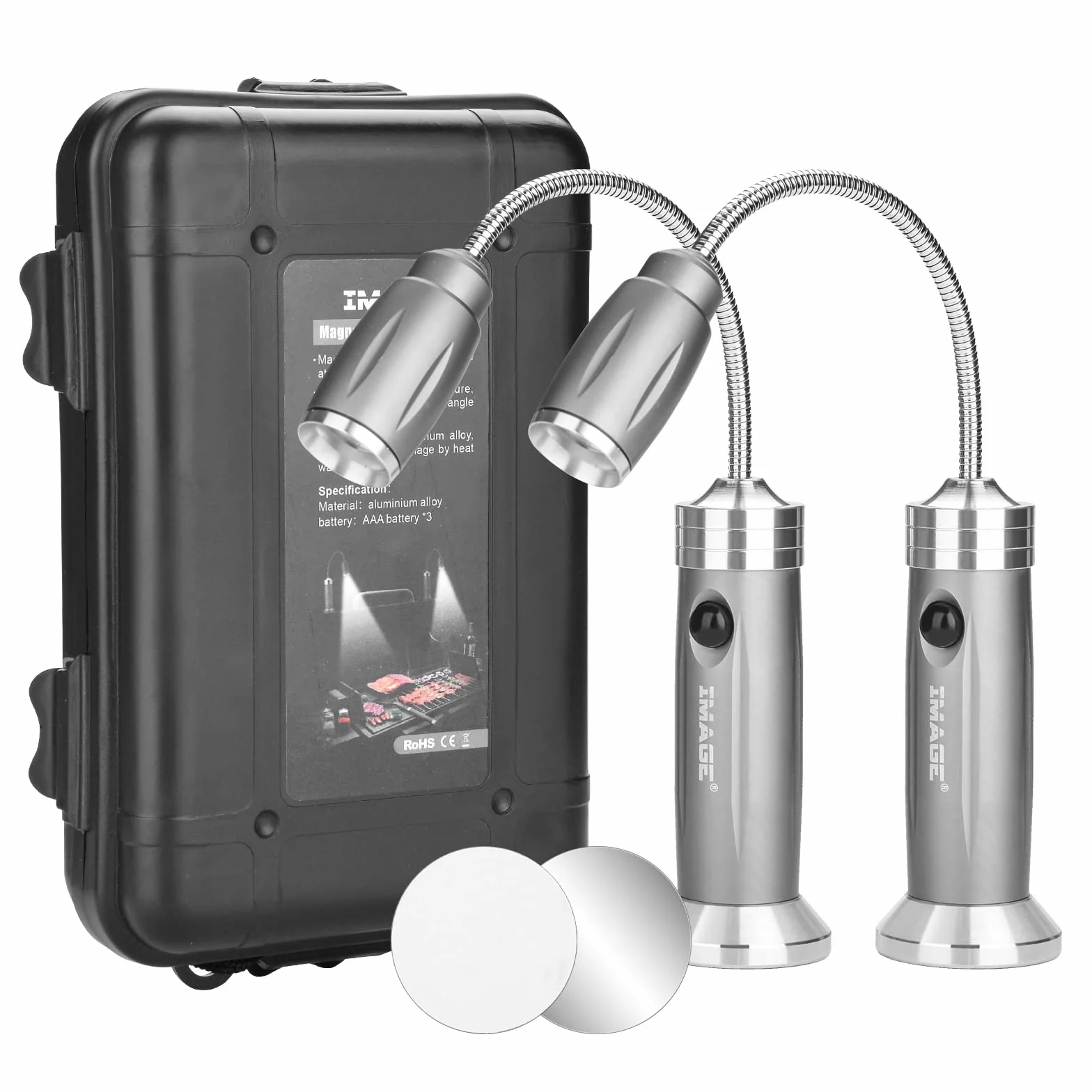 Lot de 2 lampes LED magnétiques barbecue - Rotation 360° extérieur