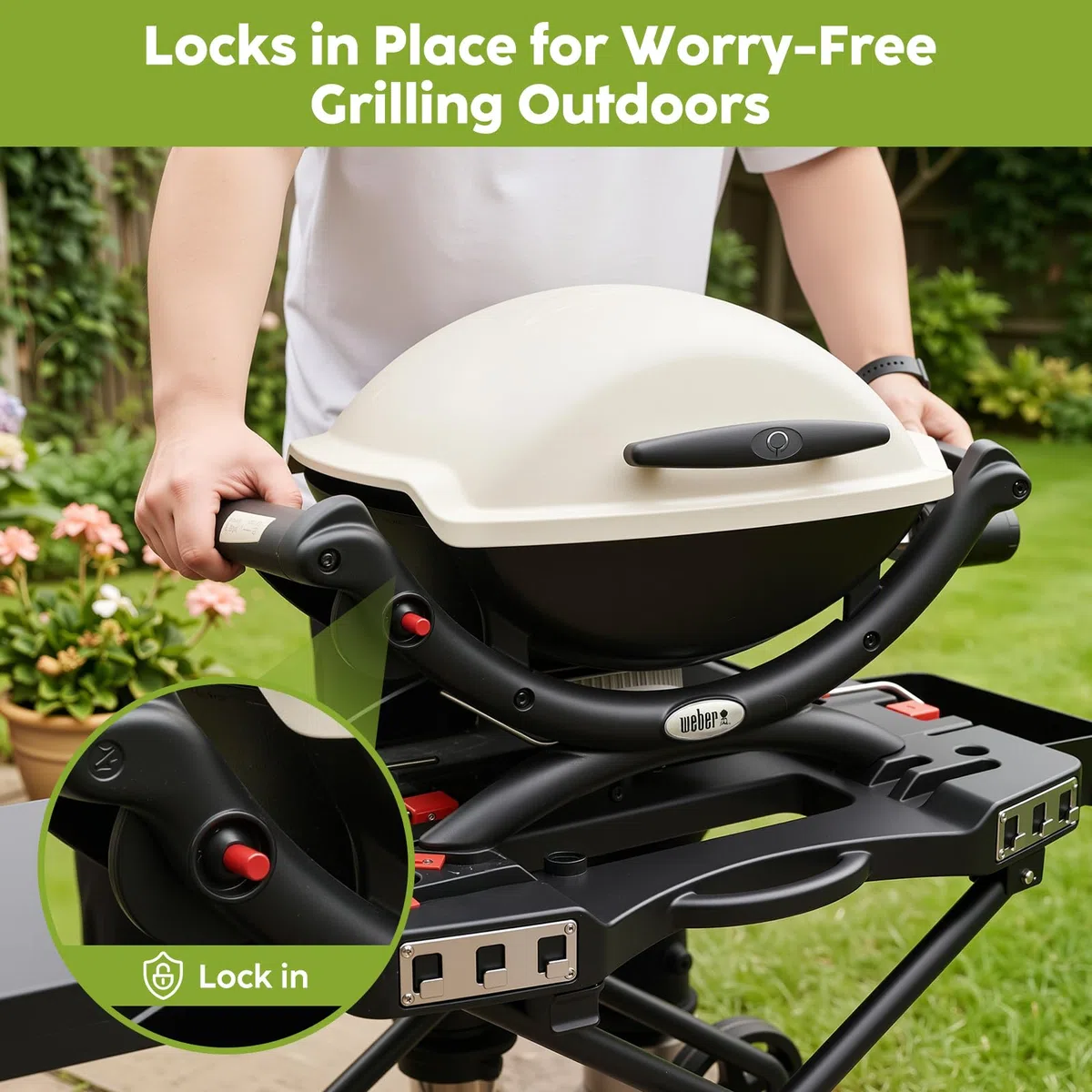 Chariot de barbecue portable pour Weber Q1200, Q1000, Q2200, Q2000 Series, pour plaques de cuisson Blackstone de 43,2 cm et 55,9 cm, chariot pliant, étagère sur support pour plancha d'extérieur, noir
