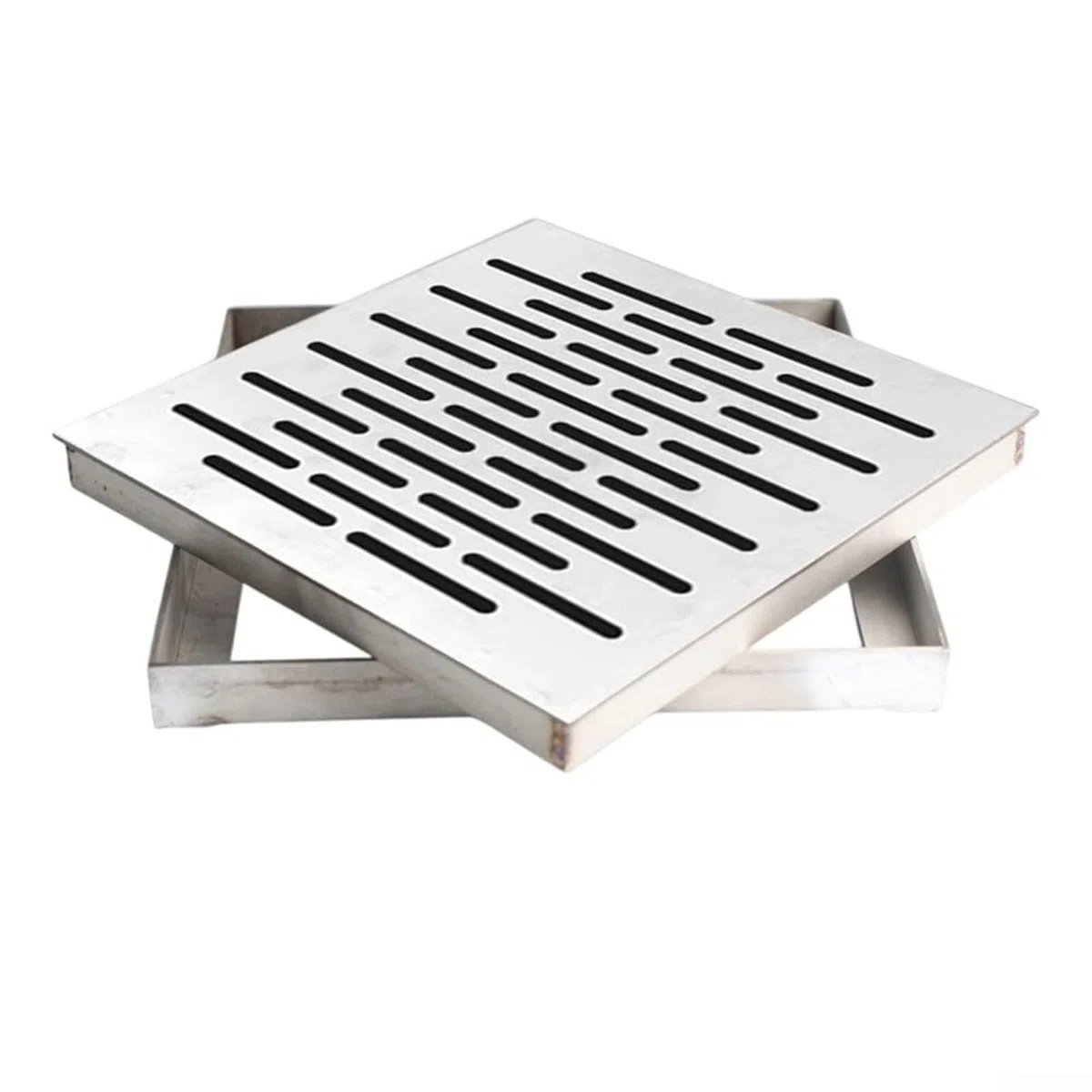 Caniveau Exterieur de Sol en Acier Inoxydable, Grille Caniveau Métallique, Couvercle de Regard Invisible avec Cadre, Convient aux Jardins, Cuisines(40x40x3cm/16x16x1.2in)