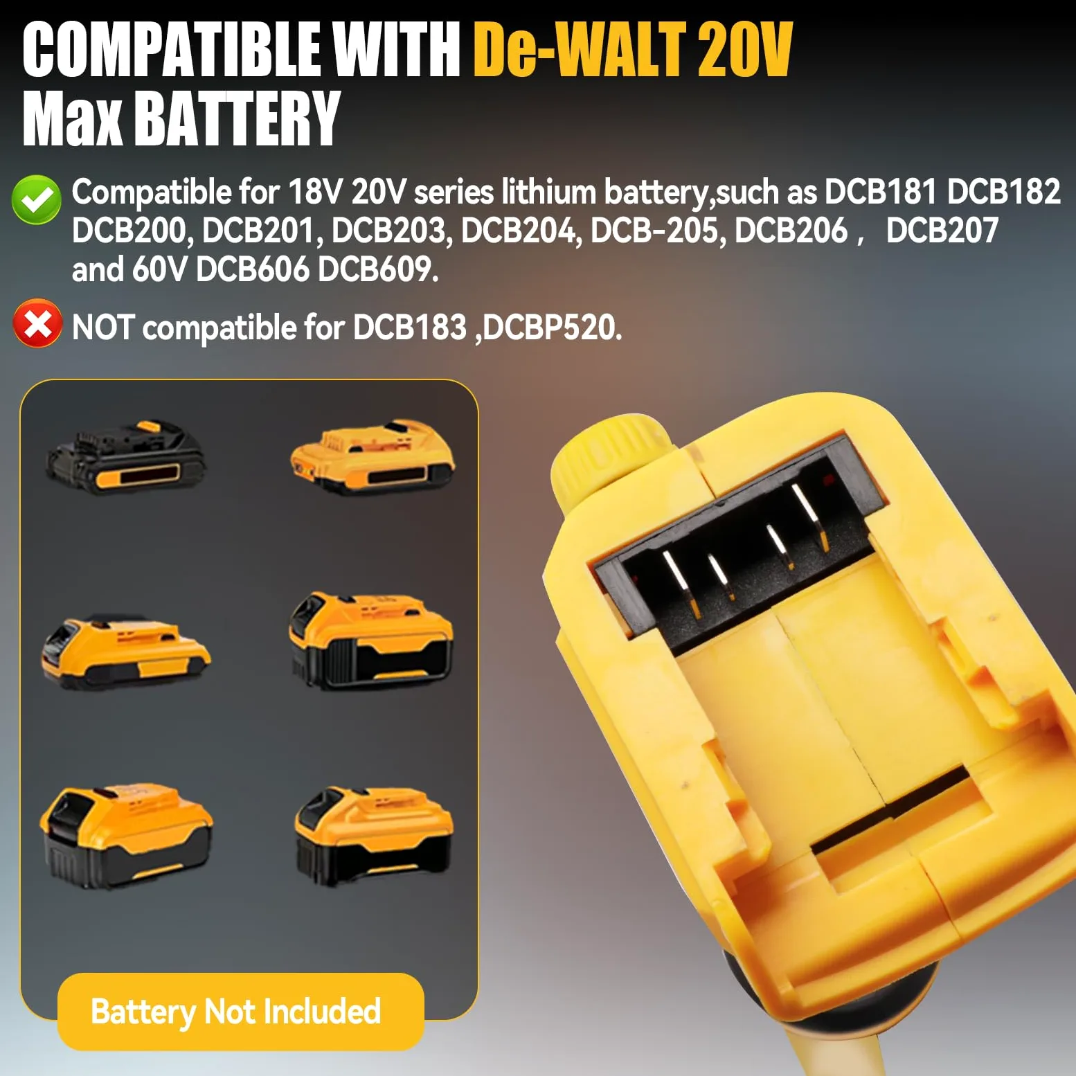 Pompe de transfert d'eau sans fil compatible avec De-Walt 18V, pompe de transfert portable, hauteur de tête de 3 m, débit élevé de 3600 L/h pour sous-sol, piscine, étang, barils de pluie, vidange de
