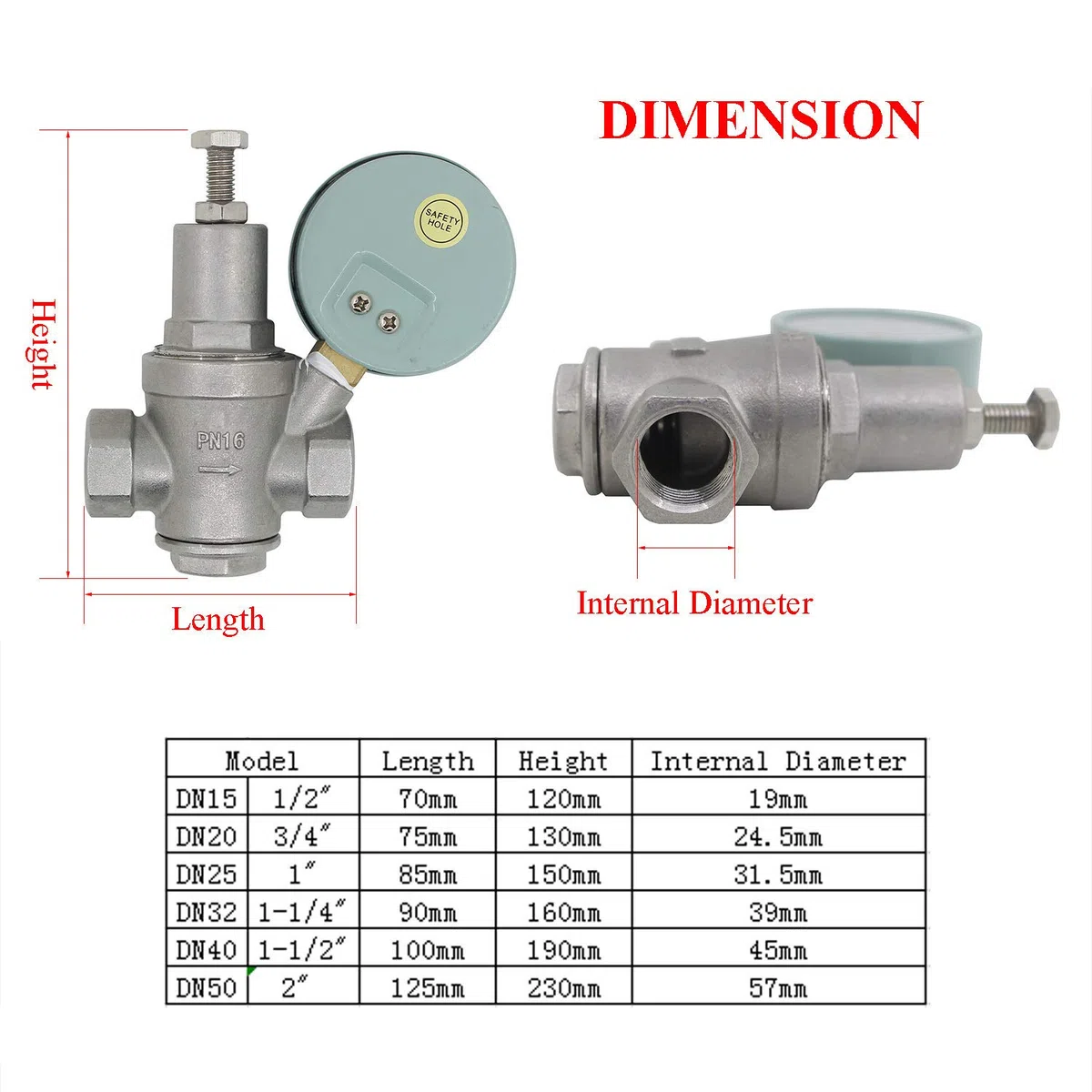 Reducteur pression eau 1/2 3/4 1 1-1/4 1-1/2 2 pouce - sans plomb acier inoxydable - regulateur de pression eau inox (DN25-1 pouce)