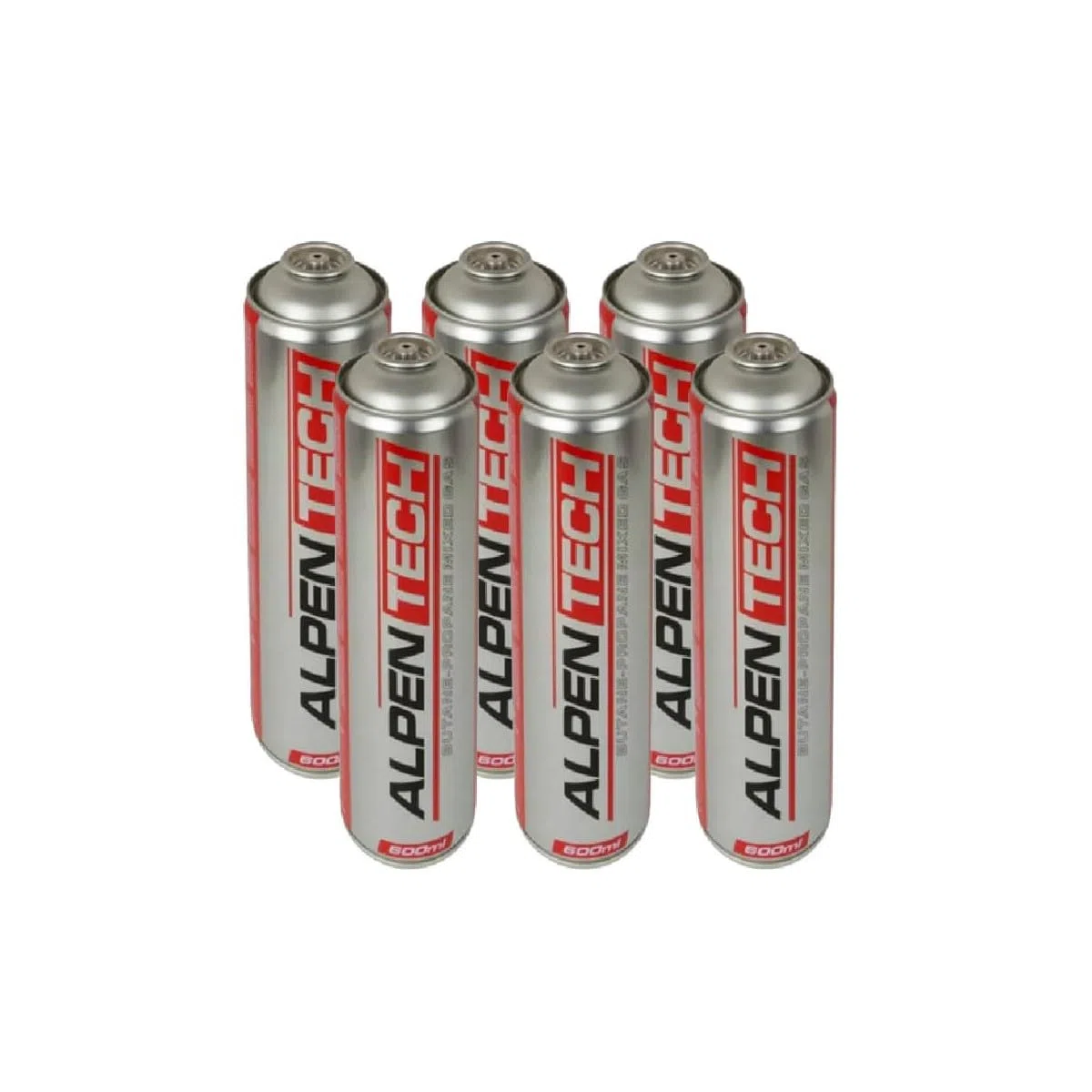 ALPENTECH - Pack 6 Cartouches de Gaz 330g (600ml) BUTANE/PROPANE (70/30) Universelles Homologuées TÜV - Recharges à Valve Dévissable 7/16 pour Désherbeur Thermique et Chalumeau Plomberie/Camping.