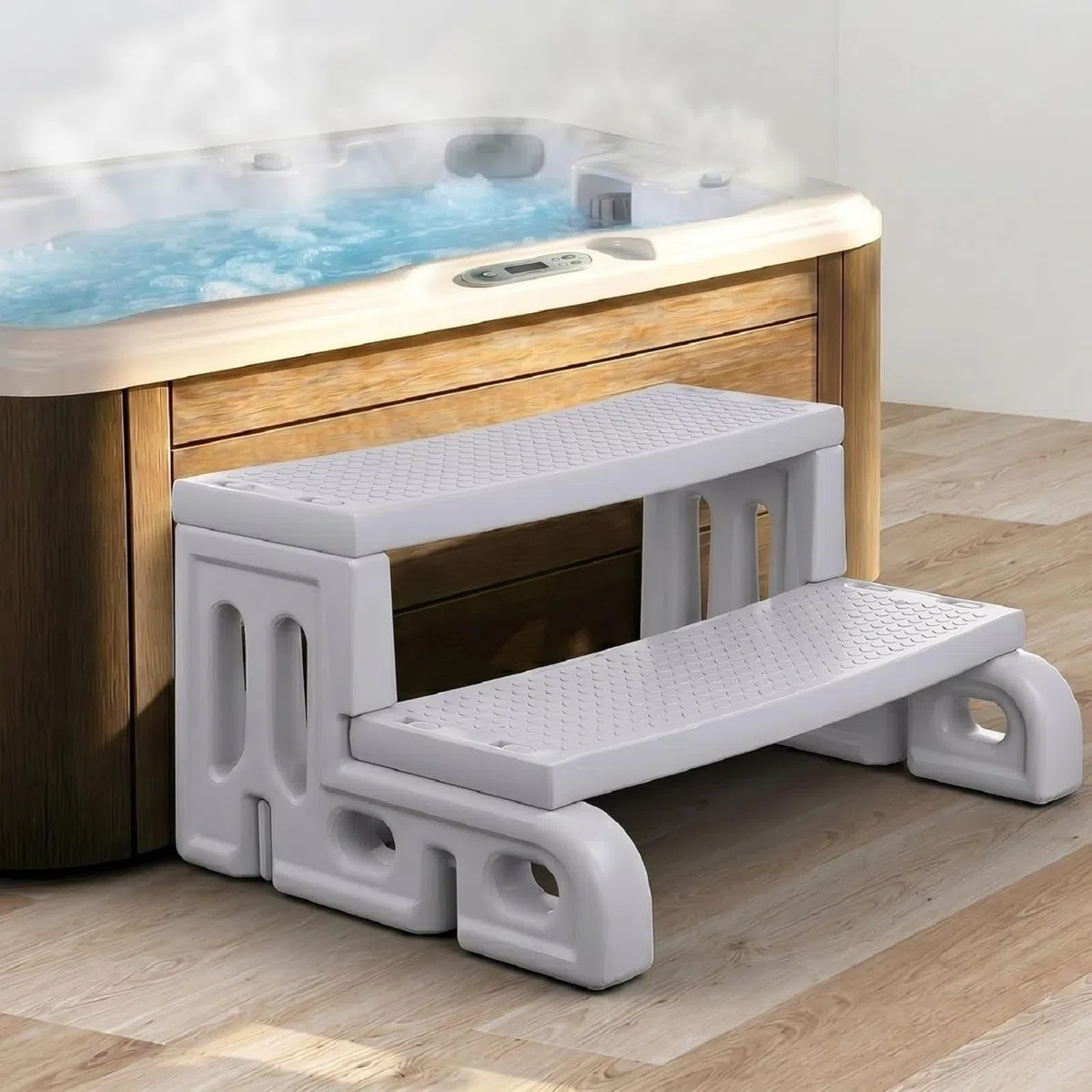 Whirlpool Escalier à 2 marches antidérapant Portable Universel en Plastique pour l'extérieur