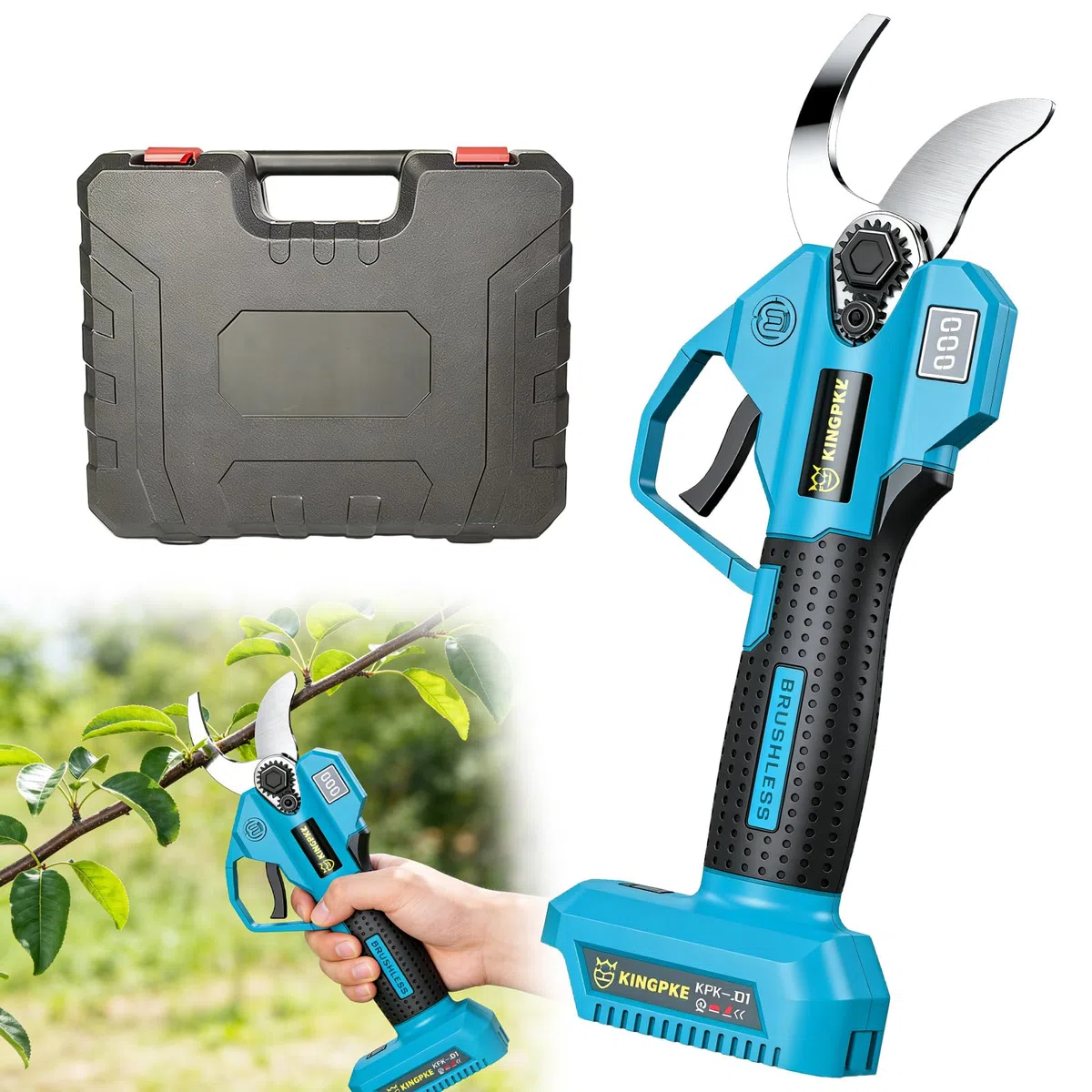 Coupe-branches sans fil professionnel compatible avec Makita 18 V 25 mm Sécateur électrique avec écran LCD pour élaguer les arbres et les arbres fruitiers (sans batterie)