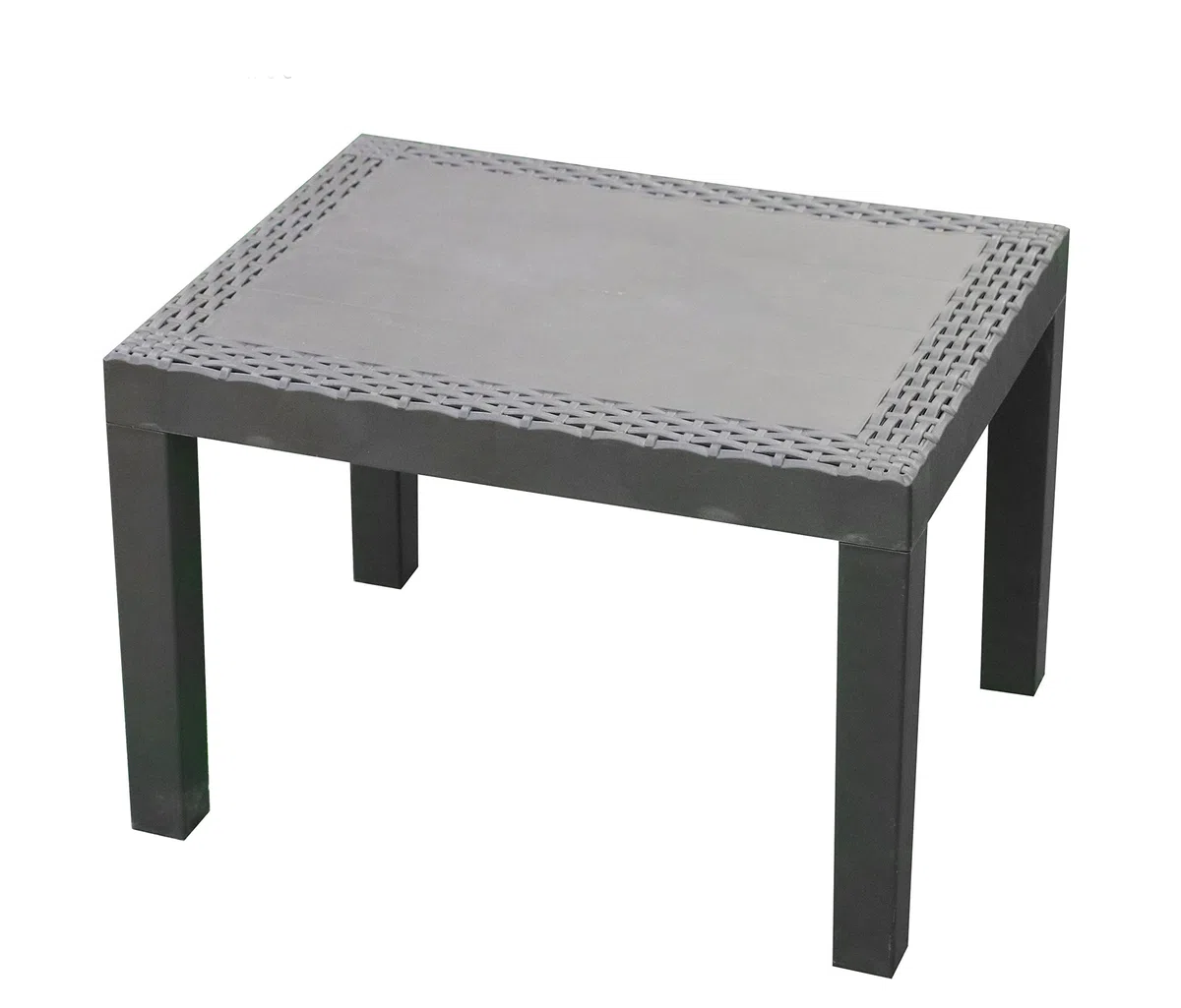 Spetebo Table de jardin Jack anthracite aspect rotin 59x46 cm Table d'appoint plastique résistante intempéries extérieur