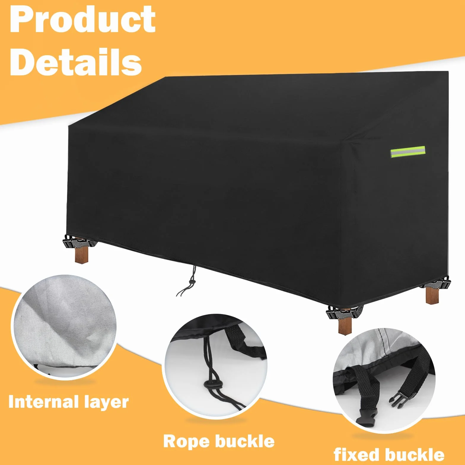 Housse de protection pour banc de jardin 3 places 165 x 67 x 65/91 cm Imperméable Résistant aux UV