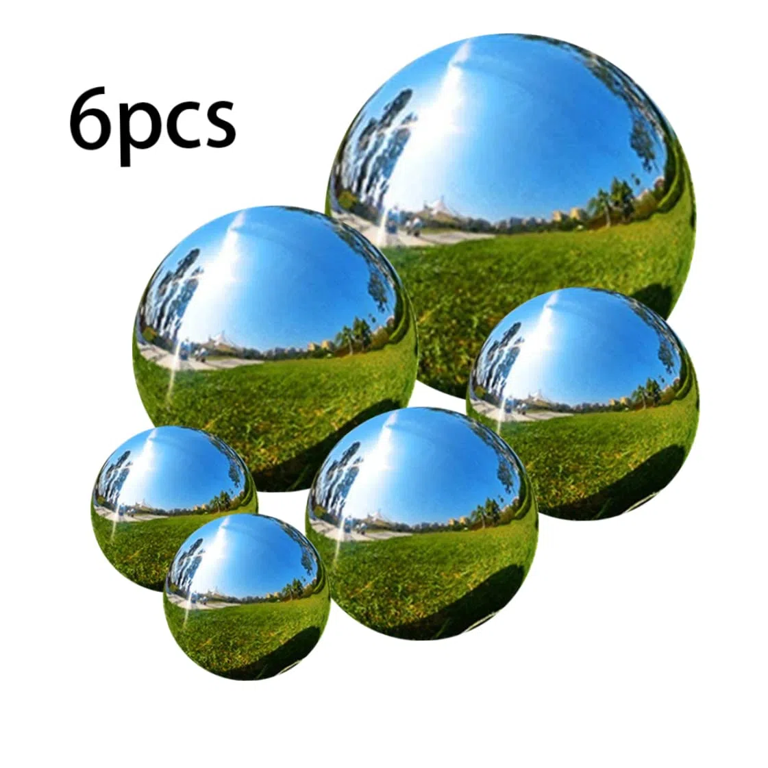 Gazing Balls, 6pcs Miroir en Acier Inoxydable Boules Creux polies, étang Flottant Gazing sans Couture, sphère réfléchissante du Paysage du Jardin pour décoration de Jardin étang de Jardin