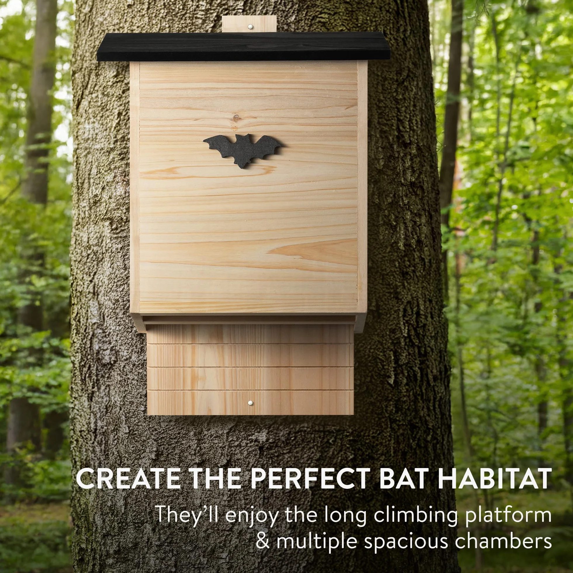 Navaris Nichoir Chauve-Souris en Bois 29 x 12 x 50 cm Maison Cabane Abri Extérieur