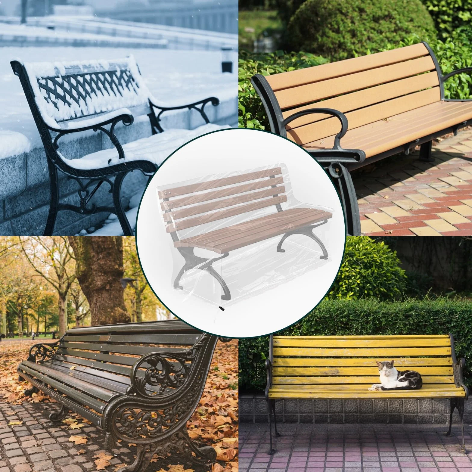 Housse de protection pour banc de jardin 160x80x75 cm transparente imperméable