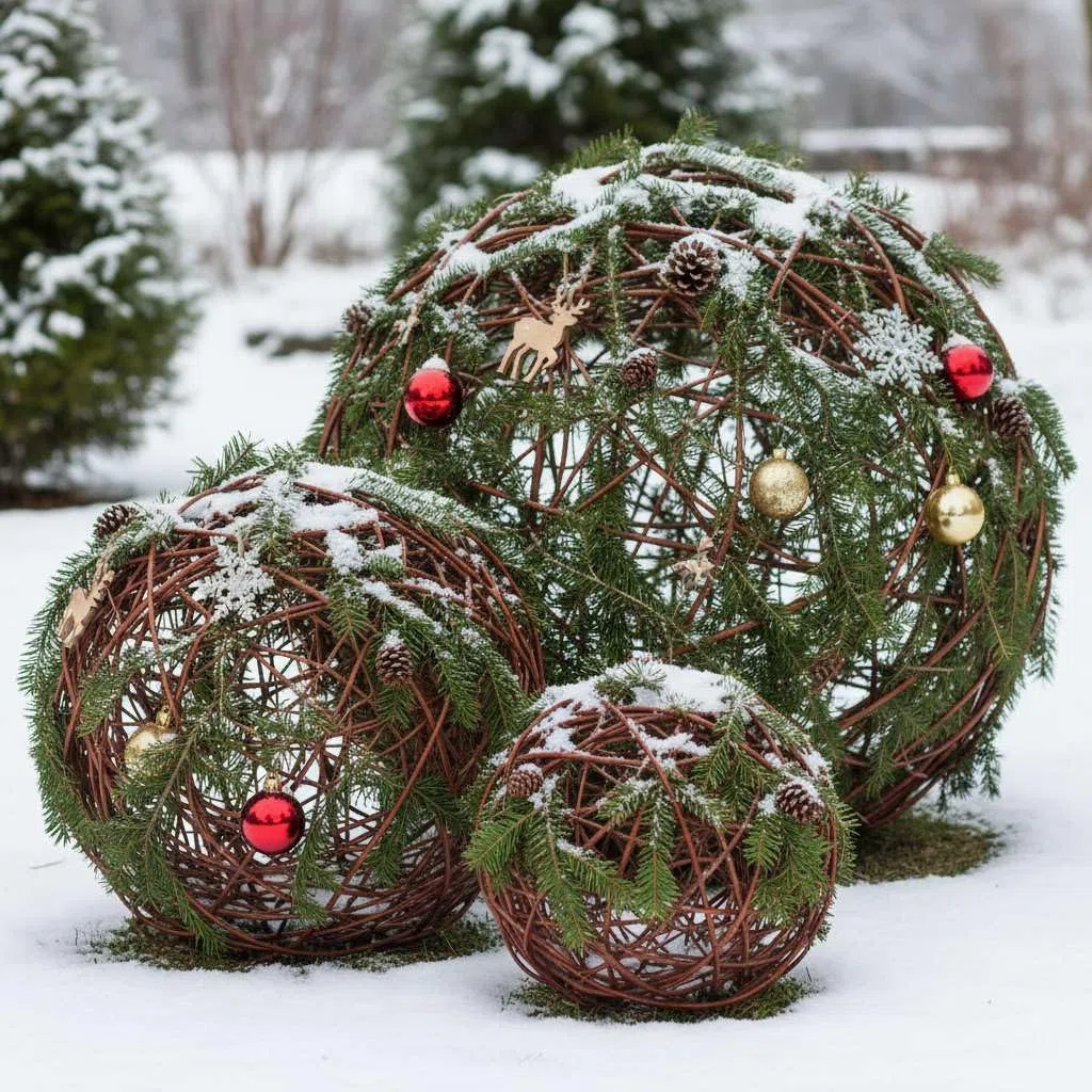 BOGATECO Boule décorative de 50 cm | Boule en osier en 4 tailles | Boule en osier pour jardin, balcon et terrasse