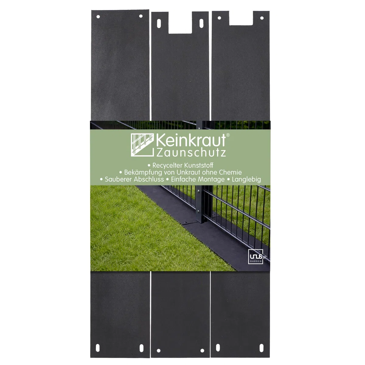 UNUS Keinkraut Protection contre les mauvaises herbes en plastique recyclé pour le coin de clôture S3 Noir