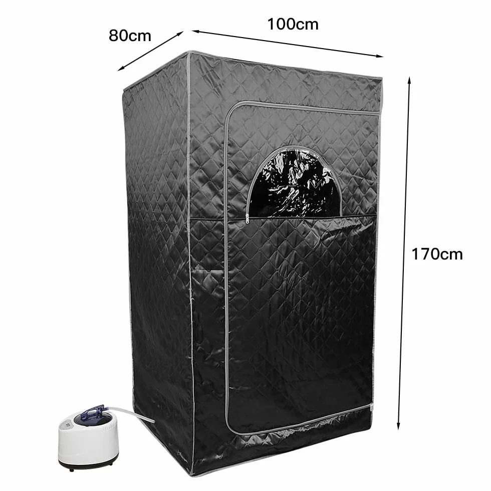 Sauna à Vapeur Portable Pliable pour Une Personne avec Télécommande, Noir