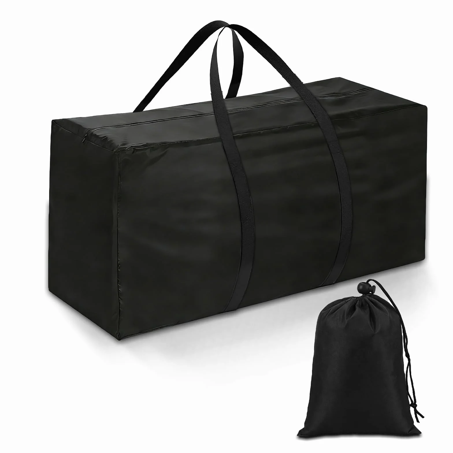 Sac de Rangement pour Coussin de Jardin Grand Format Tissu Oxford Noir avec Poignées Renforcées